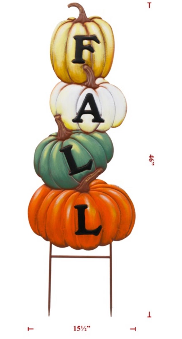 Fall/Halloween: Cream Pumpkin with offers Flowers Metal Stake